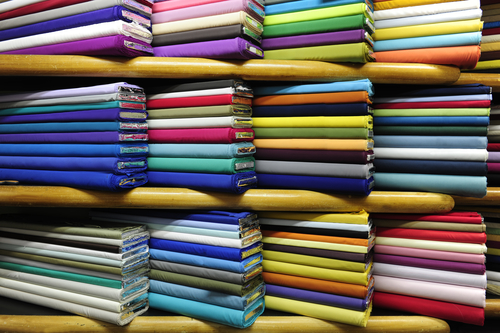 Cotton is the most common fabric used and comes in a variety of colors